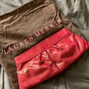 Lauren Merkin Maroon and Gold Clutch